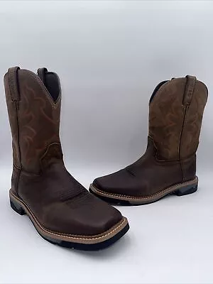 Justin Men's Carbide Western Work Boots Composite Toe Brown Size 12 D • $76.49