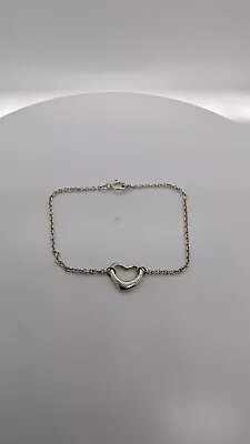 Tiffany & Co. Elsa Peretti Sterling Silver Open Heart Bracelet - 5.75  Long • $149.95