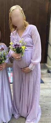 Ricarica Bridesmaid Or Maternity Gown Size Small Long Sleeve Lavender Purple • £38.60