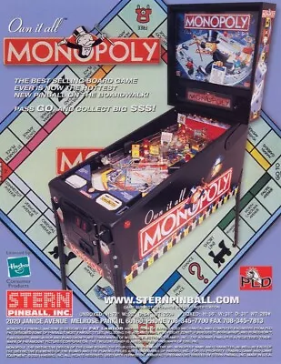 Monopoly Pinball Machine Flyer Mint • $10.88