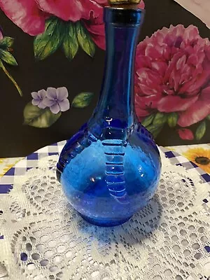 Large 9.25  T.C.Wheaton Blue Glass Bottle Ball & Claw Bitters Remedy W/Stopper  • $40