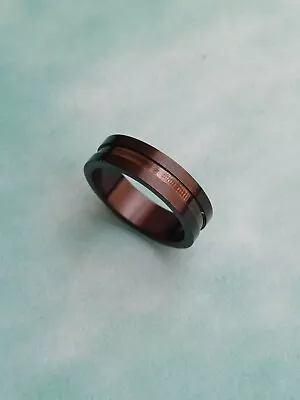 Men's Modern Sleep Black Stripe Design Ring Size S • £4.99