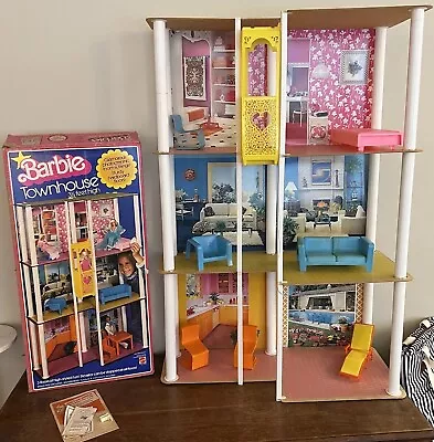 Vintage 1977 Barbie Townhouse With Furniture & Accessories  • $104.99