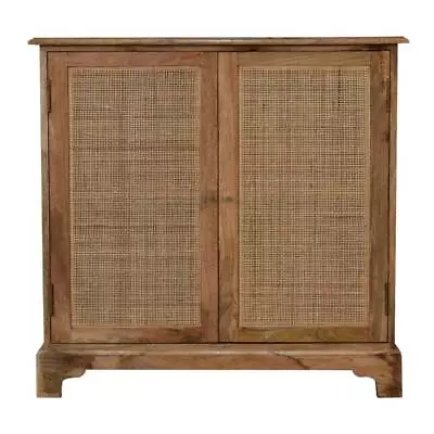 Rattan Storage Cabinet Mango Wood Drinks Unit Wood Scandi Nordic Style Wellner • £572.99