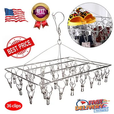 36 Pegs Stainless Steel Hanger Airer Dryer Rack Laundry Sock Underwear Clothes • $10.81