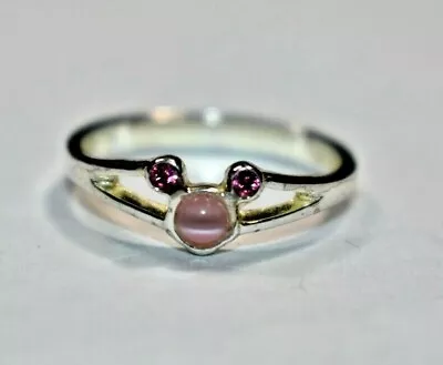 DISNEY Sterling Silver 925 MICKEY MOUSE Pink CZ Mother Of Pearl Ring SZ- 6.75 • $22.99