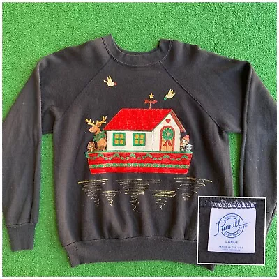 VTG Christmas Sweater Sweatshirt 90’s Made In USA Size Large • $10.99