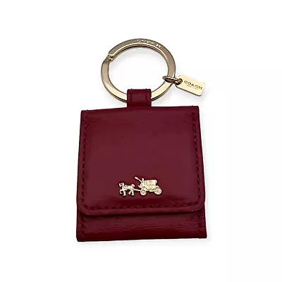 Coach Horse Carriage Gold Red Smooth Leather Picture Holder Magnetic Key Fob • £46.71