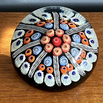 Scottish Strathearn Glass Paperweight Millefiori Latticino Cartwheel • £20