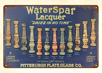 1920s Pittsburgh Plate Glass Company Waterspar Brushing Lacquer Metal Tin Sign • $18.89