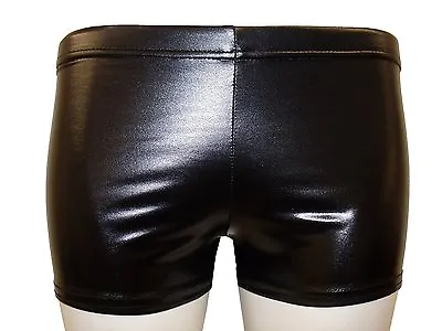 BLACK PVC Ladies Women Metallic Hot Wet Look Shiny Pants Shorts  • £6.25