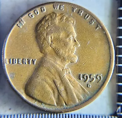 1959 D Lincoln Penny - Errors On Top Rim  L  On Edge 1st Year Memorial RARE!!! • $1.75