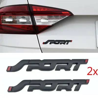 Black SPORT Logo Emblem Badge Sticker Car Metal 3D Trunk Fender Accessories 2PCS • $5.89