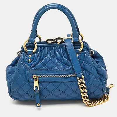 Marc Jacobs Blue Quilted Leather Little Stam Shoulder Bag • $301.35