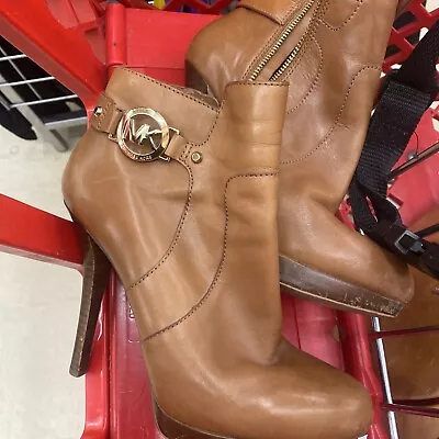 EUC MICHAEL Michael Kors Wyatt Platform Booties Size 8 Luggage • $45