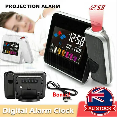 $14.99 • Buy Smart Digital LED Projection Alarm Day Clock Time Projector Temperature Humidity