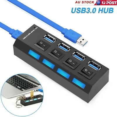 4 Port USB 3.0 HUB Powered High Speed 5Gbps Splitter Extender AC Adapter Cables • $16.99