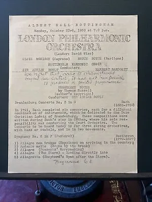 1950 London Philharmonic Orchestra Sir Adrian Boult Morison Boult Programme • £7.50