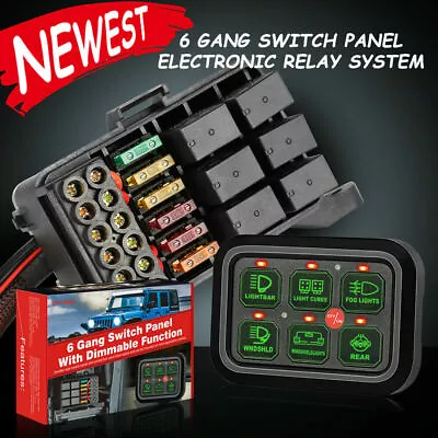 6-Gang Switch Panel Relay Automatic Dimmable Circuit Control Box Car Marine 12V • $89.95