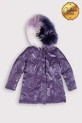RRP€200 FREEDOMDAY Down Parka Jacket Size 8Y Coated Raccoon Fur Trim Hooded • £19