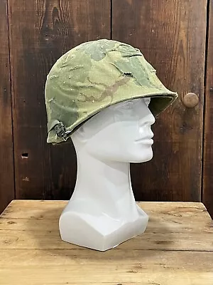 Salty Vietnam War US M1 Helmet: Mitchell Camo Cover WW2 Schlueter Shell & Liner • $219.99