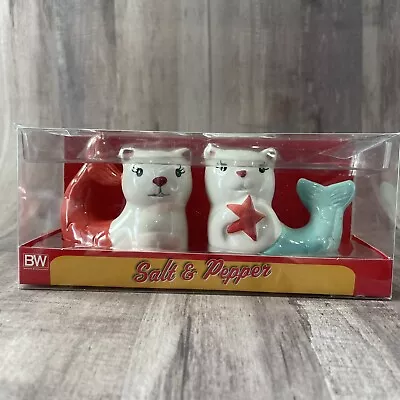 Boston Warehouse  Salt & Pepper Shakers Mermaid Cats New In Box MerKitty • $16.99