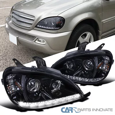 Fits 02-05 Benz W163 ML-Class Glossy Black Smoke LED Strip Projector Headlights • $215.95