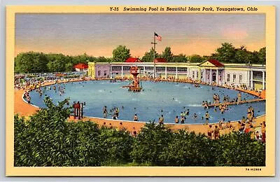 Youngstown Ohio~Swimming Pool In Beautiful Idora Park~Vintage Linen Postcard • $3.49