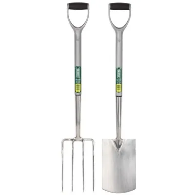 Draper Stainless Steel Garden Fork & Spade With Soft Grip Handle 83755 & 83756 • £59.99