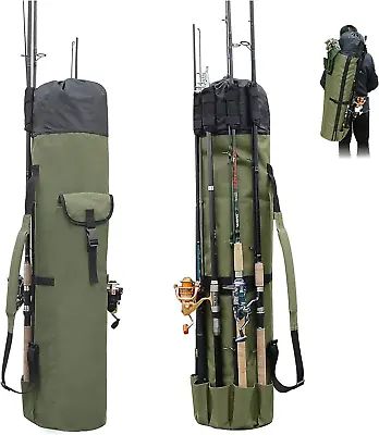 Fishing Pole Bag With Rod Holder Fishing Rod Bag Carrier Case 5 Poles Waterproof • $25.96