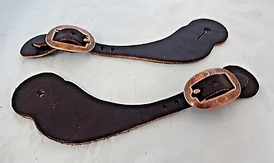 Pair Chocolate Leather Spur Straps Copper Cart Buckles Mens Adult Horse Tack New • $36.99