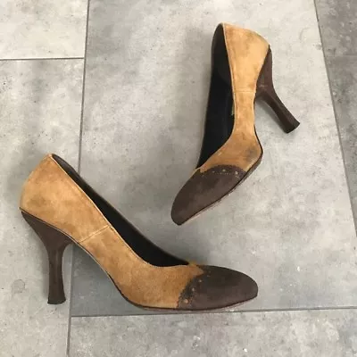 Materia Prima By Goffredo Fantini Brown Tan Suede Heels! Size 7 • $20
