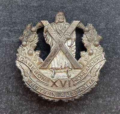 Genuine Cameron Highlanders Of Western Australia Silver Frosted Cap Badge • £60