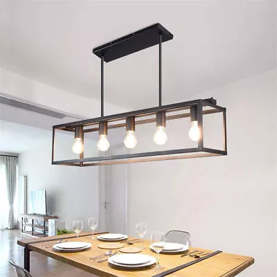 5-Light Fixture Chandelier Island Light Rectangle Metal Cage Table Pendant Light • $89.90