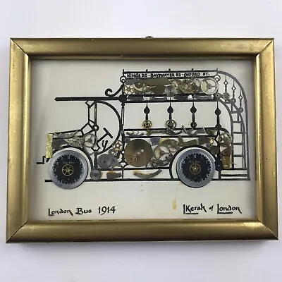 Vintage 1976 L Kersh  London Bus 1914  Horological Collage Art Watch Parts • $26.79