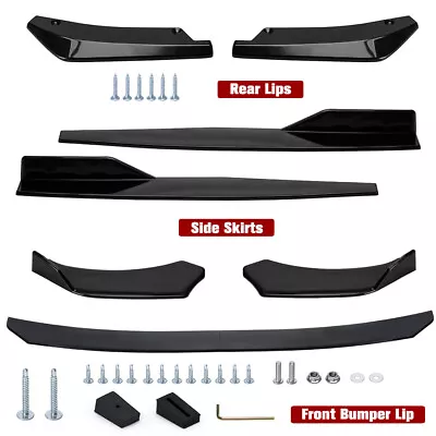 Front Rear Bumper Lip Spoiler Body Kit Splitter W/Side Skirt Extension Universal • $44.50