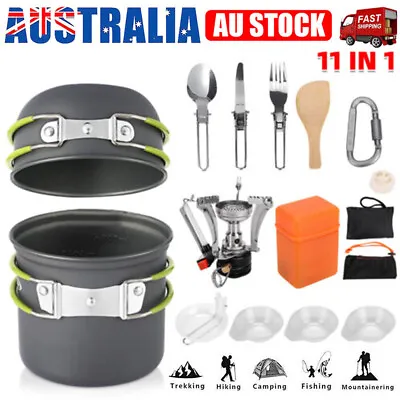 Outdoor Portable Camping Cookware Set Hiking Cooking Pot Gas Stove Tableware Kit • $25.95