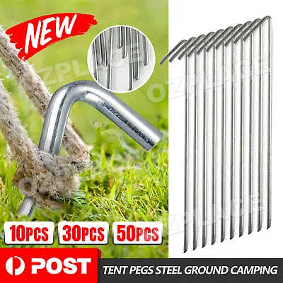 $7.95 • Buy Aluminum Steel Tent Pegs Hook Outdoor Camping Trip Ground Durable Nail Stakes