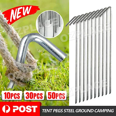 $7.95 • Buy Aluminum Steel Tent Pegs Hook Outdoor Camping Trip Ground Durable Nail Stakes
