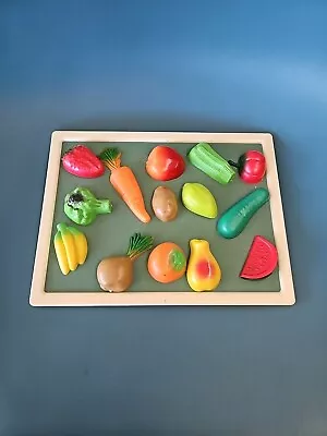 Vintage Retro Fruit & Vegetable Magnets + 2 Sided Magnetic Chalkboard • $19.99