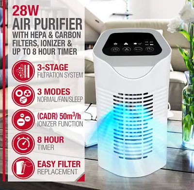 Small 28W Air Purifier 3-Stage Filtration System 3 Fan Speed 50 M³/h B Use • £19.99