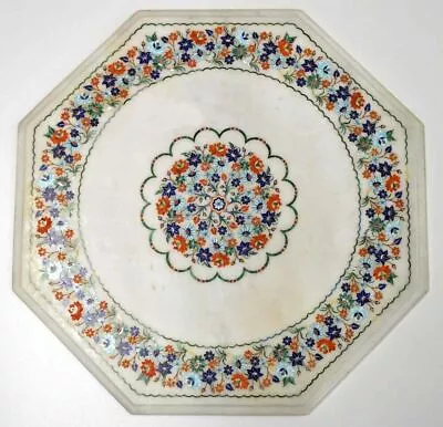 24  Marble Table Top Coffee Center Inlay Pietra Dura Home Decor Mosaic Gri X-mas • $935