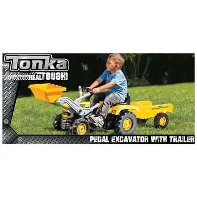 Tonka Kids Ride On Pedal Digger Excavator With Trailer • $232.95