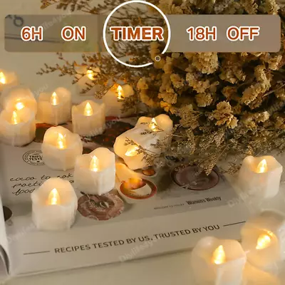 12PCS LED Tea light  With Timer Flameless Flicker Candle Battery Operated Party • $11.59