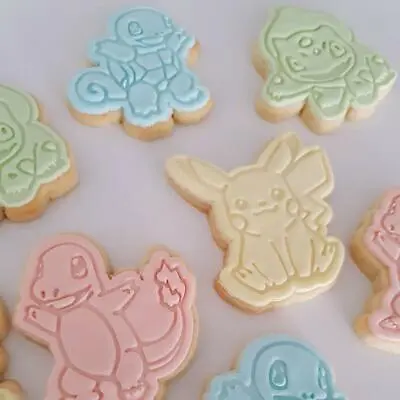 $8.95 • Buy Pokemon Cookie Cutter Fondant Baking Cake Embosser Set, Pikachu, Bulbasaur
