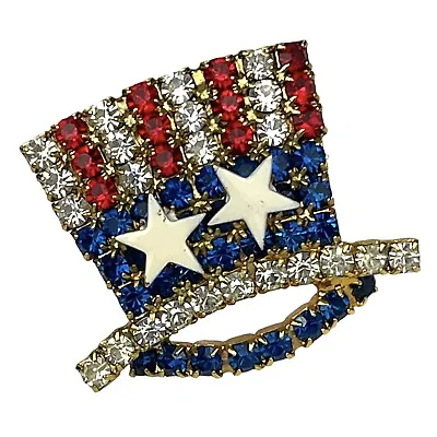 Vintage Uncle Sam Patriotic Flag Colored Top Hat Pin Enamel Stars USA July 4th • $16.50