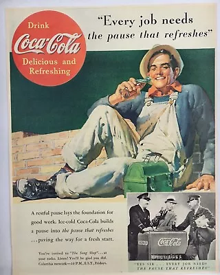 1937 Coca Cola Mailman Policeman Vintage Print Ad Man Cave Art Deco Poster 30's • $8.88