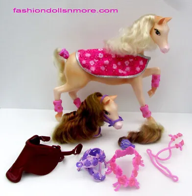 Barbie Horse STABLE STYLES Tawny #K8595 Removeable Head + Accessories (2006) • $36.50
