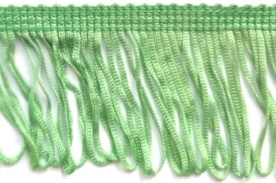 5 Metres (3m + 2m) Of LOOP FRINGE TRIM Light Green 50mm / 5cm / 2  Wide • £1