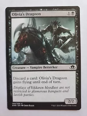 MTG Magic The Gathering Card Olivia's Dragoon Creature Vampire Berserker Black • $8